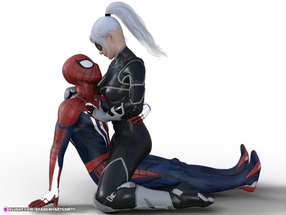 Spiderman and Blackcat entangled in a web of sexiness